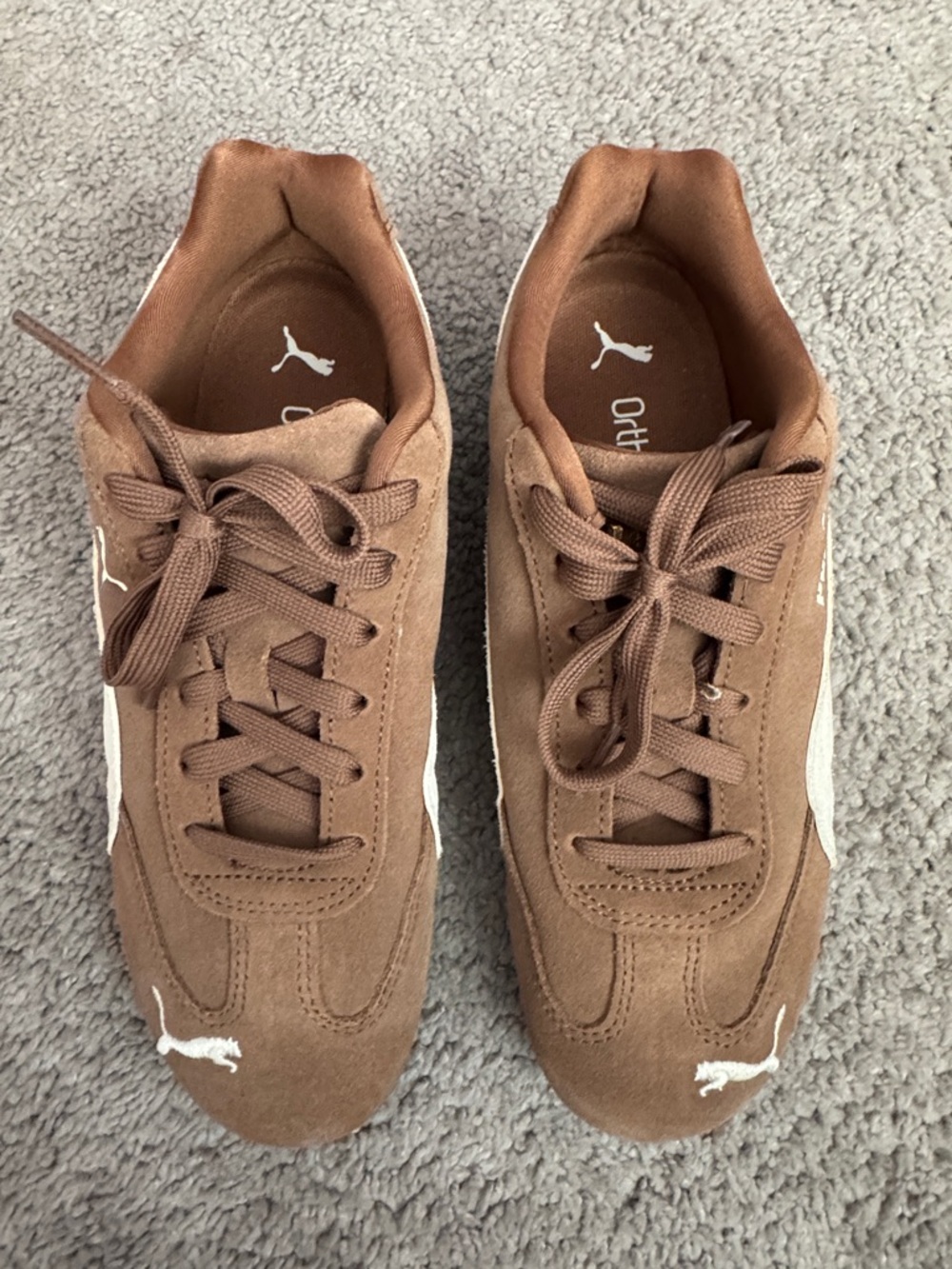 Puma Brown and White Suede Sneakers - Picture 4 of 9